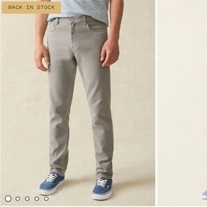 Faherty Men’s Stretch Terry 5-Pocket Pant Gray Size 34